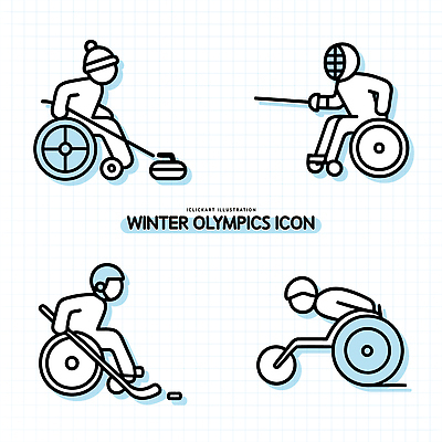 아이콘 스포츠 상징 올림픽 동계올림픽 경기 운동 스케이팅 피겨스케이팅 장애인 베이징 2D아이콘 AI파일 겨울스포츠 건강 중국 장애 파일형식 벡터