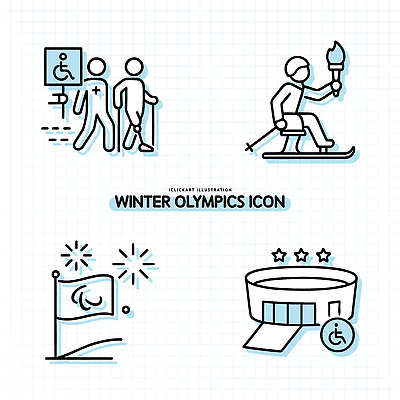 아이콘 스포츠 올림픽 겨울 모션 스키 운동선수 기념 경기 장애인 휠체어 스포트라이트 2D아이콘 AI파일 계절 겨울스포츠 장애 파일형식 벡터