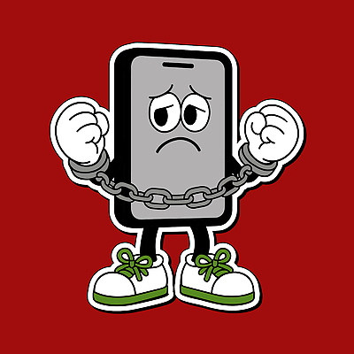 캐릭터 디자인 감정 상징 백그라운드 운동화 일러스트 모션 아이디어 이야기 빨간색 스마트폰 슬픔 표현 쇠사슬 그림 보이스피싱 창의력 일러캐릭터 AI파일 컬러 신발 컨셉 핸드폰 스마트기기 피싱 파일형식 벡터