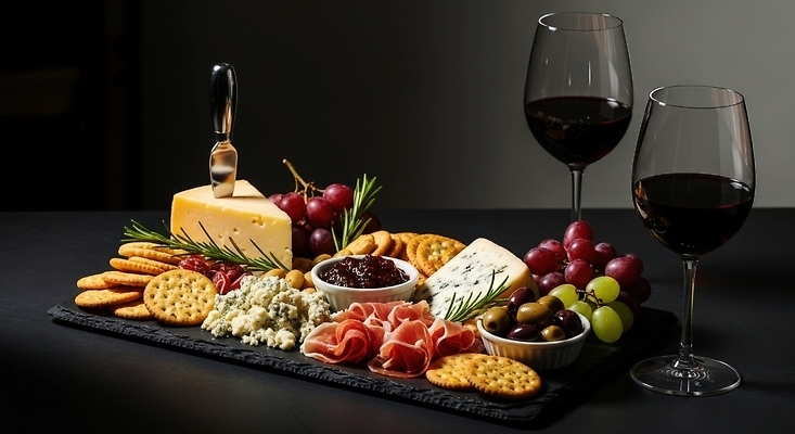 열매 감정 가구 컨셉 유제품 주류 이벤트 쿠키 야간 CG 파일형식 와인 치즈 크래커 올리브 저녁 탁자 식사 고급 다정 음식 즐거움 파티 모임 편집실사 JPG 편집이미지