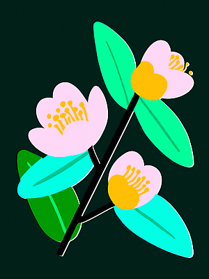 식물 디자인 꽃 분홍색 컬러 백그라운드 잎 일러스트 자연 생명 장식 인테리어 노란색 그림 화사함 조화 뷰티풀 산뜻 스타일 국내일러스트 AI파일 컨셉 생태계 파일형식 벡터