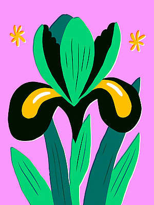 식물 디자인 꽃잎 꽃 예술 분홍색 컬러 백그라운드 일러스트 자연 생명 초록색 노란색 검은색 그림 아이리스 뷰티풀 상상력 창의성 국내일러스트 AI파일 생태계 파일형식 벡터