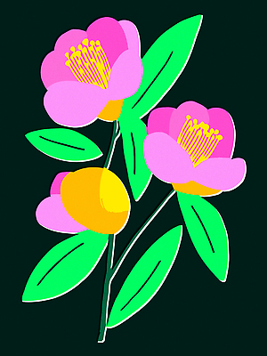 식물 디자인 열매 꽃 예술 분홍색 컬러 백그라운드 일러스트 자연 생명 장식 초록색 노란색 그림 화사함 조화 뷰티풀 청명 국내일러스트 AI파일 컨셉 생태계 파일형식 벡터