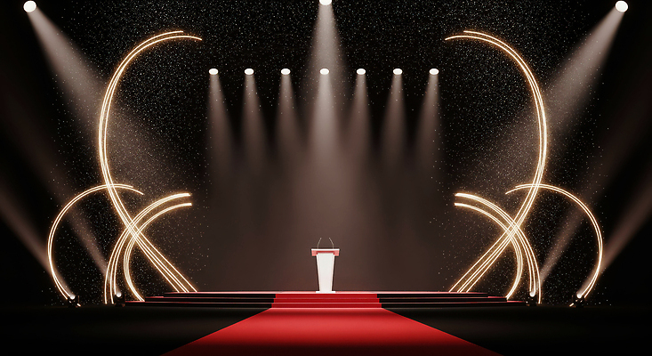 JPG 편집이미지 디자인 백그라운드 조명 이벤트 장식 공연 무대 분위기 준비 그림 스포트라이트 단상 레드카펫 설렘 이미지편집 AI컴퓨터그래픽 AI콘텐츠 컨셉 파일형식
