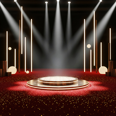 JPG 편집이미지 디자인 예술 음악 조명 빨간색 공연 무대 센터 분위기 플랫폼 스포트라이트 이미지편집 AI컴퓨터그래픽 AI콘텐츠 컬러 컨셉 교통시설 문화예술 이벤트 파일형식