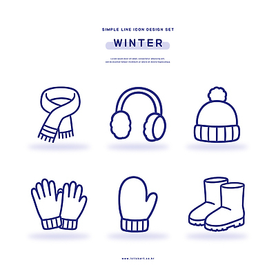 아이콘 캐릭터 디자인 선 장갑 겨울 부츠 세트 목도리 귀마개 심플 2D아이콘 AI파일 잡화 계절 신발 파일형식 벡터