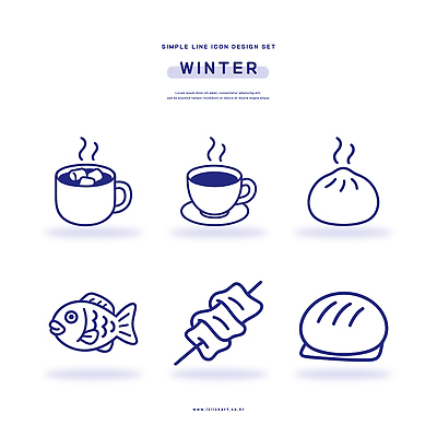 아이콘 디자인 커피 음료 빵 겨울 디저트 따뜻함 꼬치 어묵 만두 코코아 먹거리 간편조리식품 2D아이콘 AI파일 계절 음식 파일형식 벡터