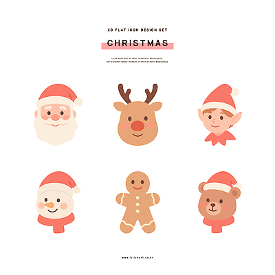 계절 기념일 인형 컨셉 크리스마스 파일형식 벡터 캐릭터 디자인 산타클로스 순록 곰인형 귀여움 평면 축제 연말 장식 겨울 AI파일 일러스트 국내일러스트