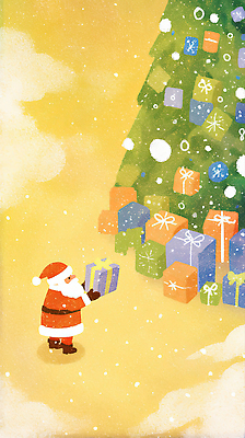 JPG 기념일 행복 어린이 컬러 백그라운드 크리스마스 겨울 일러스트 가족 선물 장식 크리스마스트리 산타클로스 축제 기쁨 즐거움 준비 설렘 국내일러스트 AI일러스트 AI콘텐츠 계절 감정 관계 사람 이벤트 파일형식