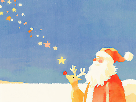 JPG 동물 행복 별 크리스마스 겨울 일러스트 가족 하늘 풍경 산타클로스 축제 감상 기쁨 신비 북극 그림 긍정적 순록 국내일러스트 AI일러스트 AI콘텐츠 자연요소 계절 기념일 감정 컨셉 관계 극지방 파일형식