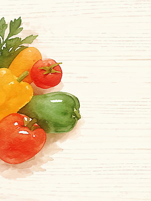 JPG 나무 음식 컬러 토마토 채소 일러스트 재료 자연 고추 탁자 피망 수채화 건강 요리 농작물 농장 식사 신선 준비 유기농 비타민 국내일러스트 AI일러스트 AI콘텐츠 식물 웰빙 가구 농업 생태계 영양소 파일형식