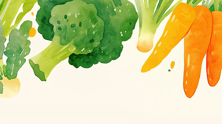 JPG 예술 음식 컬러 채소 일러스트 자연 수채화 건강 요리 식사 당근 신선 브로콜리 유기농 식단 색감 영감 비건 국내일러스트 AI일러스트 AI콘텐츠 웰빙 뿌리채소 생태계 채식주의자 파일형식