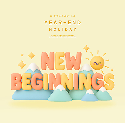 PSD 편집이미지 디자인 행복 예술 백그라운드 산 아이디어 타이포그라피 태양 기쁨 휴일 그림 색감 연말 창의성 편집3D 자연요소 문자 감정 컨셉 3D 파일형식