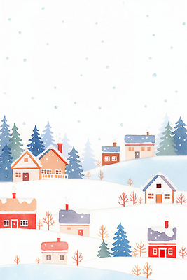 JPG 나무 설경 겨울 일러스트 자연 산 주택 따뜻함 풍경 빨간색 파란색 평화 마을 주황색 고요 눈 차가움 조화 뷰티풀 국내일러스트 AI일러스트 AI콘텐츠 자연요소 식물 계절 컬러 컨셉 날씨 건물 생태계 파일형식