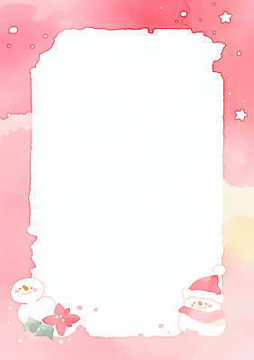 JPG 디자인 분홍색 백그라운드 크리스마스 겨울 일러스트 눈사람 프레임 따뜻함 사랑 장식 산타클로스 축제 축하 편지지 연말 응모 국내일러스트 AI일러스트 AI콘텐츠 계절 기념일 감정 컬러 컨셉 편지 파일형식