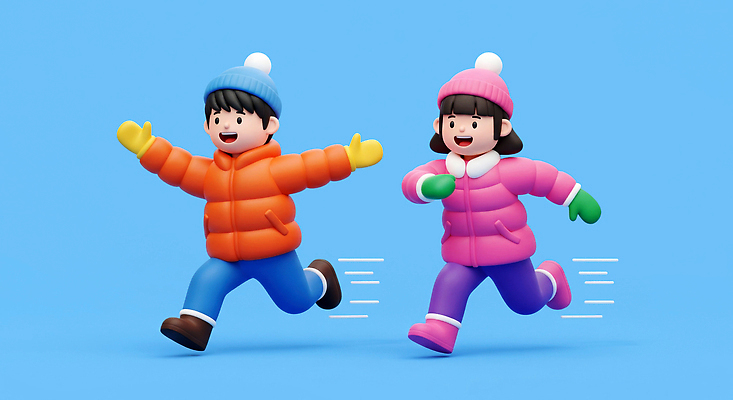 JPG 편집이미지 옷 행복 어린이 분홍색 겨울 웃음 친구 장난감 달리기 운동 주황색 외투 즐거움 파란배경 놀기 편집3D AI컴퓨터그래픽 AI콘텐츠 계절 감정 컬러 백그라운드 상의 관계 모션 표정 건강 사람 파란색 3D 파일형식