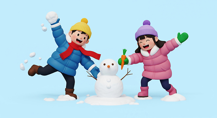 JPG 편집이미지 행복 어린이 컬러 장갑 겨울 가족 눈사람 놀이 따뜻함 친구 외투 즐거움 편집3D AI컴퓨터그래픽 AI콘텐츠 잡화 계절 감정 상의 관계 사람 3D 파일형식