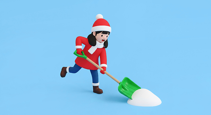 JPG 편집이미지 크리스마스 겨울 산타모자 모션 놀이 소녀 친구 청소 즐거움 파란배경 빨간옷 스노우 치우기 편집3D AI컴퓨터그래픽 AI콘텐츠 모자_잡화 옷 계절 여자 기념일 감정 어린이 백그라운드 관계 파란색 3D 파일형식