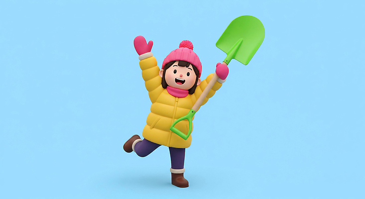 JPG 편집이미지 행복 어린이 분홍색 장갑 겨울 모션 놀이 겨울스포츠 웃음 외투 삽 즐거움 편집3D AI컴퓨터그래픽 AI콘텐츠 잡화 계절 감정 스포츠 컬러 상의 표정 사람 3D 파일형식