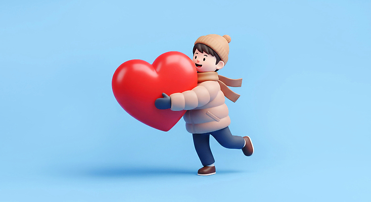 JPG 편집이미지 행복 감정 상징 겨울 놀이 따뜻함 사랑 웃음 소년 파란색 귀여움 하트 조화 편집3D AI컴퓨터그래픽 AI콘텐츠 모양 계절 남자 어린이 컬러 컨셉 표정 3D 파일형식