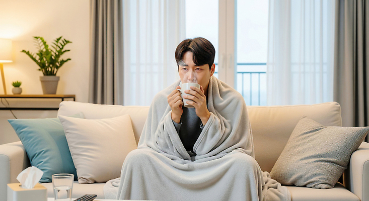 JPG 편집이미지 남자 음료 거실 휴식 실내 소파 독서 햇빛 카페 편안함 담요 감기 몸살 오후 의료성형뷰티 안락 편집실사 AI인물포토 AI콘텐츠 컨셉 의자 사람 내부 태양 상점 감각 질병 CG 파일형식 AI포토