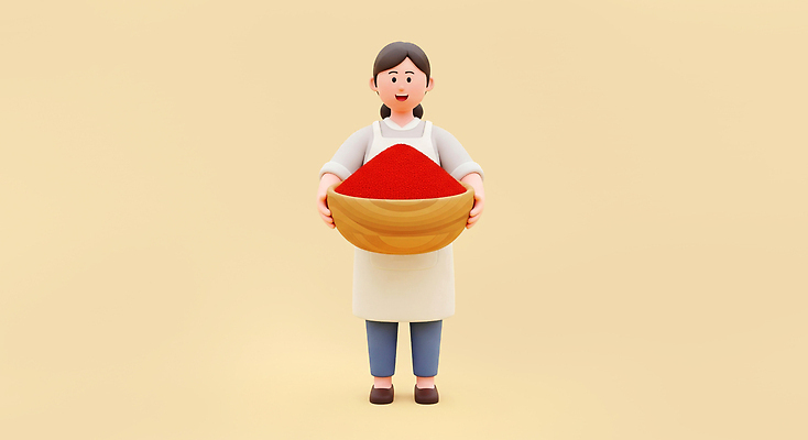 JPG 편집이미지 캐릭터 그릇 손 여자 음식 재료 김치 표정 요리 주방 요리사 식사 즐거움 준비 만들기 김장 편집3D AI컴퓨터그래픽 AI콘텐츠 직업 식기 감정 한식 모션 사람 신체부위 3D 파일형식