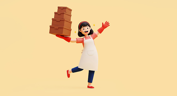 JPG 편집이미지 캐릭터 여자 행복 포즈 김치 웃음 일상 상자 장난감 앞치마 기쁨 즐거움 김장 빨간장갑 창의성 편집3D AI컴퓨터그래픽 AI콘텐츠 감정 한식 표정 사람 라이프 3D 파일형식