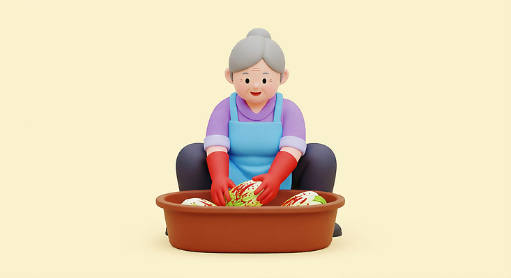 JPG 편집이미지 할머니 한식 재료 아침 김치 요리 햇빛 주방 농사 전통음식 준비 김장 건강식 편집3D AI컴퓨터그래픽 AI콘텐츠 주간 전통 여자 노년 음식 농업 태양 3D 파일형식