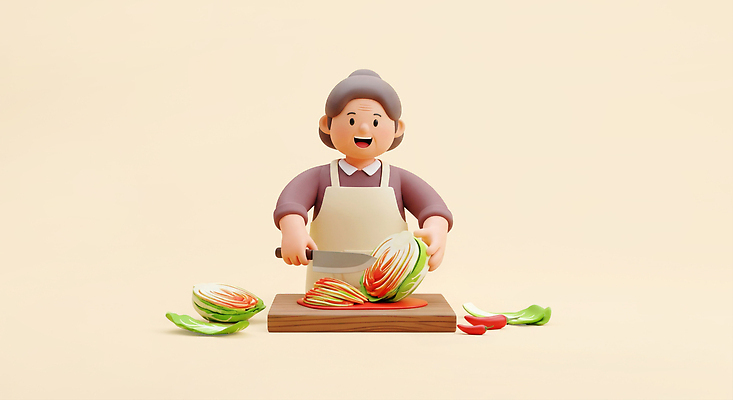 JPG 편집이미지 문화 한식 채소 재료 김치 요리 주방 요리사 신선 맛 즐거움 준비 김장 손질 건강식 편집3D AI컴퓨터그래픽 AI콘텐츠 직업 감정 음식 컨셉 3D 파일형식