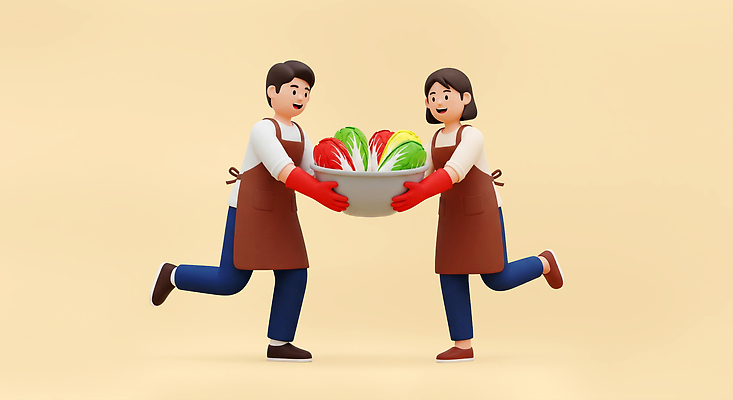 JPG 편집이미지 손 행복 식재료 협력 김치 요리 웃음 여러명 운동 주방 식사 샐러드 준비 장면 김장 아기자기 편집3D AI컴퓨터그래픽 AI콘텐츠 감정 한식 음식 다수 컨셉 표정 건강 사람 신체부위 3D 파일형식