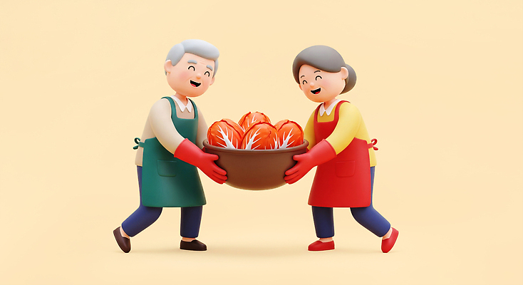 JPG 편집이미지 할아버지 할머니 한식 가족 협력 김치 요리 웃음 농장 전통음식 작업 김장 정 편집3D AI컴퓨터그래픽 AI콘텐츠 전통 여자 노년 남자 음식 농업 관계 표정 3D 파일형식