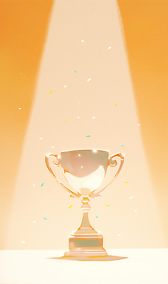 JPG 기념일 일러스트 성공 조명 기념 순간포착 반짝임 파티 축제 경쟁 기쁨 축하 우승 결과 트로피 감사 스포트라이트 명예 순간 시상식 국내일러스트 AI일러스트 AI콘텐츠 감정 컨셉 모션 촬영기법 이벤트 최고 상_우승 파일형식