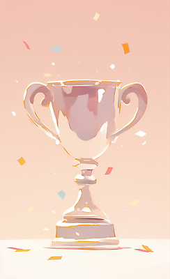 JPG 디자인 예술 상징 백그라운드 일러스트 성공 기념 축제 경쟁 기쁨 축하 우승 분위기 트로피 색종이 세레모니 순간 국내일러스트 AI일러스트 AI콘텐츠 감정 종이 컨셉 최고 상_우승 파일형식