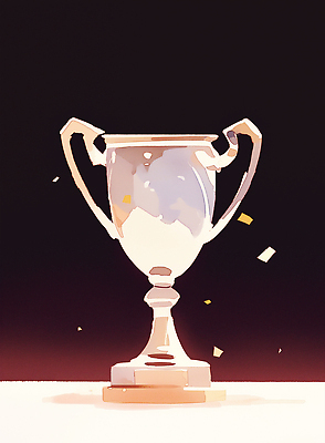 JPG 리본 스포츠 일러스트 성공 기념 이벤트 빛 반짝임 축제 경쟁 기쁨 금색 축하 우승 수상_상을받음 트로피 룰렛 세리머니 순간 국내일러스트 AI일러스트 AI콘텐츠 감정 컬러 컨셉 모션 게임 최고 상_우승 파일형식