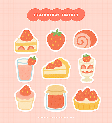 모양 PSD 디자인 음료 컬러 스티커 과일 일러스트 딸기 디저트 요리 귀여움 케이크 디지털 빵집 잼 컵케이크 그림 파르페 롤케이크 국내일러스트 음식 컨셉 상점 소스_음식 파일형식