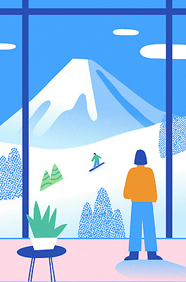 스포츠 겨울 일러스트 모션 자연 하늘 스키 겨울스포츠 산 사람 풍경 취미 파란색 도전 흰색 관찰 스노우보드 창가 국내일러스트 AI파일 계절 컬러 창문 보드_스포츠 생태계 파일형식 벡터
