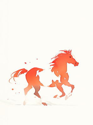 컬러 컨셉 모션 미술 십이지신 말_동물 연도 파일형식 2026년 말_게임 달리기 빨간색 그림 동물 표현 백그라운드 흰색 스플래쉬 뷰티풀 자유 힘 예술 디자인 창의성 따뜻함 감정 JPG 국내일러스트 일러스트 수묵화 말띠 붉은말 병오년