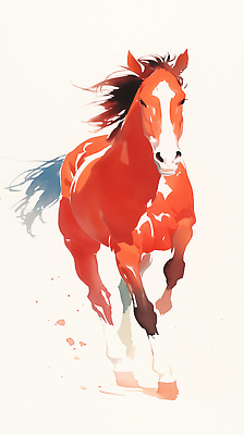 컬러 모션 건강 미술 십이지신 말_동물 연도 생태계 파일형식 2026년 말_게임 빨간색 달리기 예술 생동감 갈기 표현 동물 운동 자연 힘 속도 그림 창의력 상상력 JPG 국내일러스트 일러스트 수묵화 말띠 붉은말 병오년