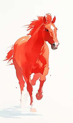 컬러 컨셉 모션 미술 십이지신 말_동물 연도 생태계 파일형식 2026년 말_게임 빨간색 달리기 그림 활발 자연 동물 예술 생동감 털 역동적 표현 자유 강렬 수채화 힘 속도 뷰티풀 생명 JPG 국내일러스트 일러스트 수묵화 말띠 붉은말 병오년