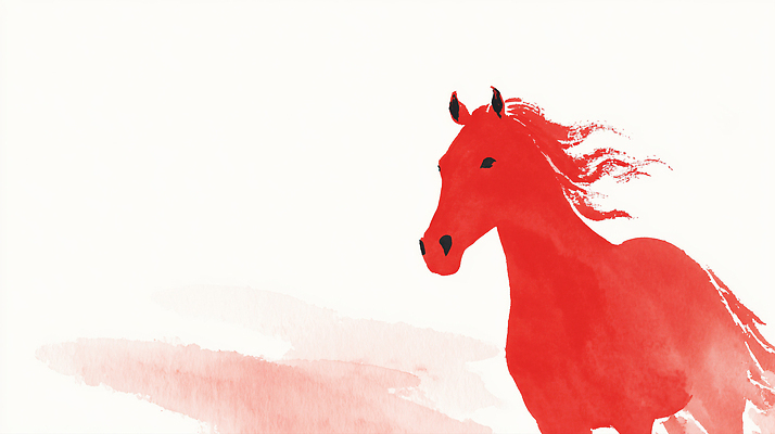 컬러 컨셉 모션 미술 미술도구 십이지신 말_동물 연도 생태계 파일형식 2026년 말_게임 초원 달리기 빨간색 자유 동물 자연 예술 그림 생동감 풍경 힘 표현 상상력 물감 윤곽 전통 JPG 국내일러스트 일러스트 수묵화 말띠 붉은말 병오년