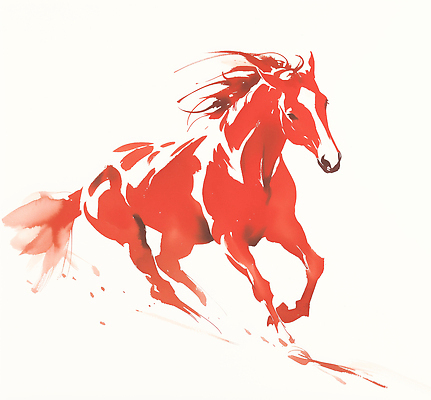 컬러 컨셉 모션 미술 십이지신 말_동물 연도 파일형식 2026년 말_게임 달리기 빨간색 예술 수채화 동물 풍경 힘 뷰티풀 속도 표현 창의성 그림 백그라운드 생동감 자유 JPG 국내일러스트 일러스트 수묵화 말띠 붉은말 병오년