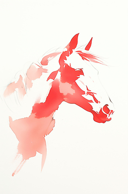 컬러 컨셉 미술 십이지신 말_동물 연도 그림 파일형식 2026년 말_게임 초상화 빨간색 수채화 예술 표현 동물 모양 우아함 선 감정 디자인 작품 스타일 창의성 JPG 국내일러스트 일러스트 수묵화 말띠 붉은말 병오년