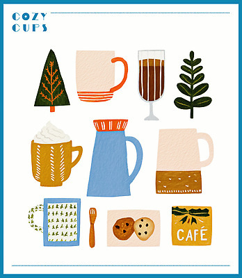 PSD 식물 디자인 커피 음료 컬러 백그라운드 겨울 일러스트 휴식 따뜻함 선물 컵 쿠키 카페 편안함 크림 그림 홈카페 국내일러스트 식기 계절 컨셉 디저트 상점 감각 파일형식