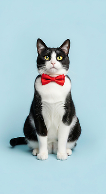 JPG 동물 편집이미지 패션 포즈 털 앉기 반려동물 귀여움 고양이 즐거움 파란배경 성격 편집실사 AI포토 AI콘텐츠 감정 백그라운드 컨셉 포유류 모션 파란색 CG 파일형식