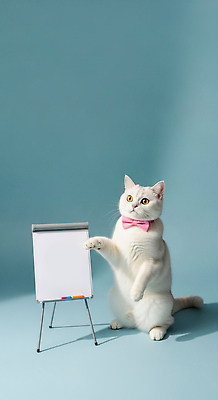 JPG 동물 편집이미지 교육 포스터 분홍색 포즈 백그라운드 수업 넥타이 일상 고양이 장비 발표 화이트보드 편집실사 AI포토 AI콘텐츠 잡화 컬러 포유류 라이프 반려동물 CG 파일형식