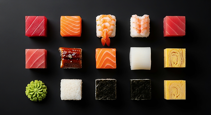 JPG 편집이미지 음식 식탁 쟁반 요리 식사 초밥 회 고추냉이 해산물 간장 일본음식 편집실사 AI포토 AI콘텐츠 탁자 양념 CG 파일형식