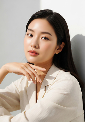 JPG 편집이미지 여자 패션 포즈 실내 카메라 매력적 편안함 피부 뷰티풀 의료성형뷰티 스타일 차분 편집실사 AI인물포토 AI콘텐츠 컨셉 사람 내부 신체부위 전자제품 감각 CG 파일형식 AI포토