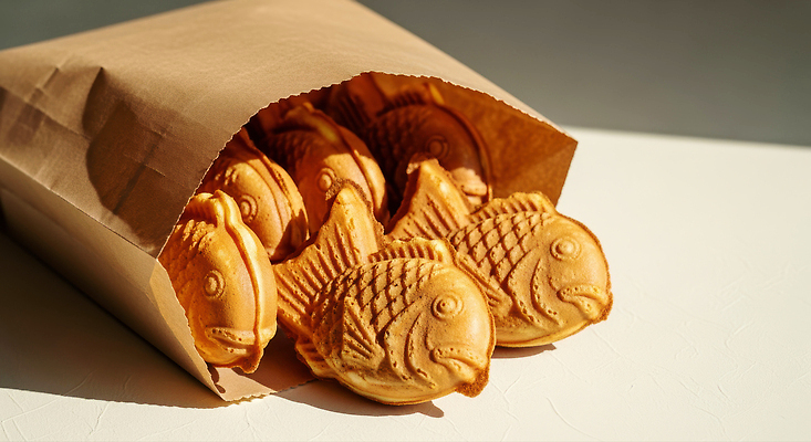 JPG 편집이미지 여유 빵 디저트 한국 따뜻함 종이봉투 소풍 맛 즐거움 붕어빵 길거리음식 바삭바삭 편집실사 AI포토 AI콘텐츠 감정 아시아 음식 컨셉 봉투 야외활동 CG 겨울간식 파일형식