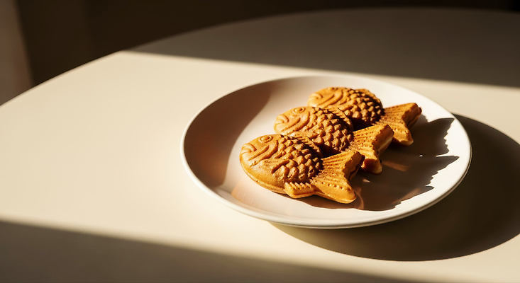 JPG 모양 편집이미지 접시 음식 겨울 탁자 디저트 어류 햇빛 과자 분위기 달콤 맛 편안함 붕어빵 오후 편집실사 AI포토 AI콘텐츠 식기 계절 빵 가구 컨셉 태양 수중동물 감각 CG 겨울간식 파일형식