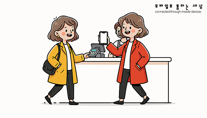 여자 패션 일러스트 기술 대화 일상 친구 스마트폰 쇼핑 상점 기계 소비 고객 서비스 모던 상업 결제 편리함 소통 국내일러스트 AI파일 컨셉 관계 말하기 사람 라이프 핸드폰 스마트기기 파일형식 벡터